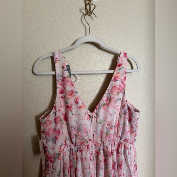 Birdy Grey Laurie Chiffon Bridesmaid Dress Sz XL Pink Falling Petals NEW Plus Sz - Picture 8 of 10